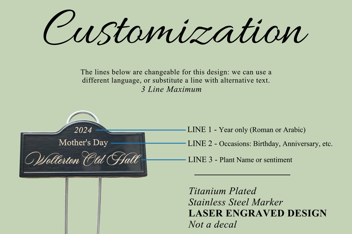 Dedication Rose Marker | Laser Engraved Metal Plant Tag | Special Occasion Flower Gift