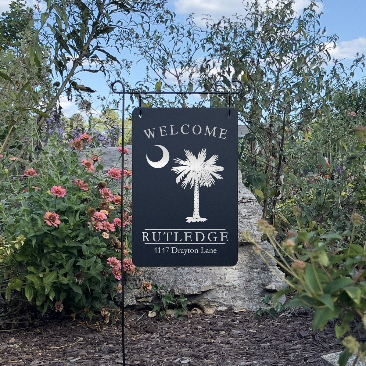 Palmetto Custom Garden Sign – Engraved Metal Alternative to Flags & Yard Decor