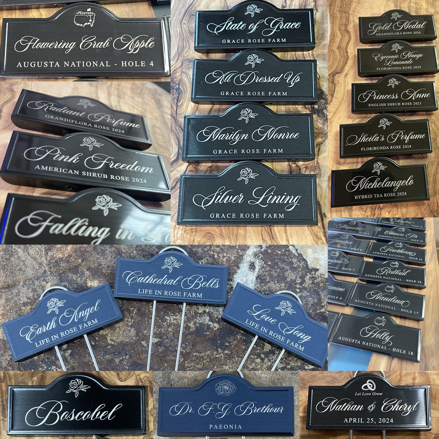 Dedication Rose Marker | Laser Engraved Metal Plant Tag | Special Occasion Flower Gift