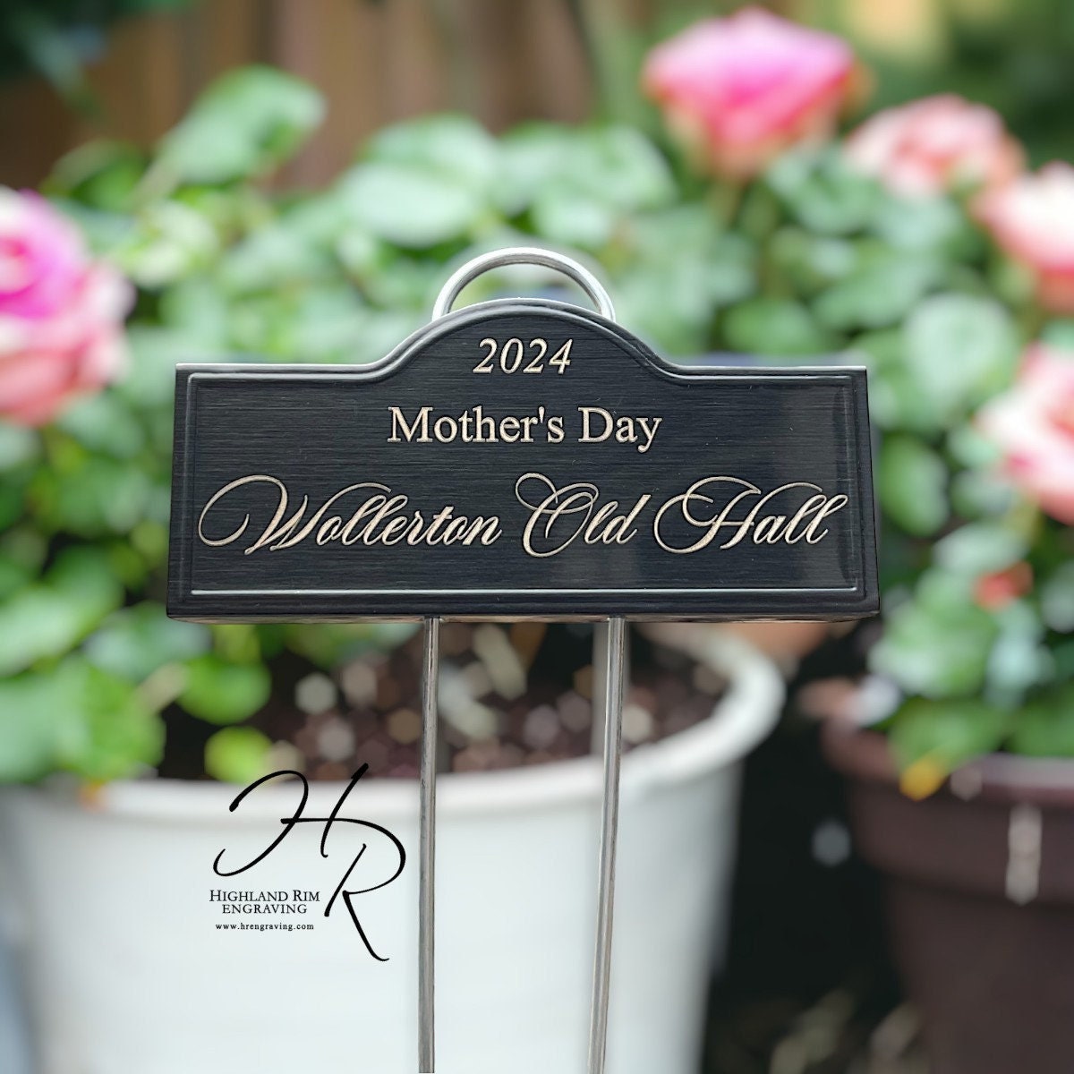 Dedication Rose Marker | Laser Engraved Metal Plant Tag | Special Occasion Flower Gift
