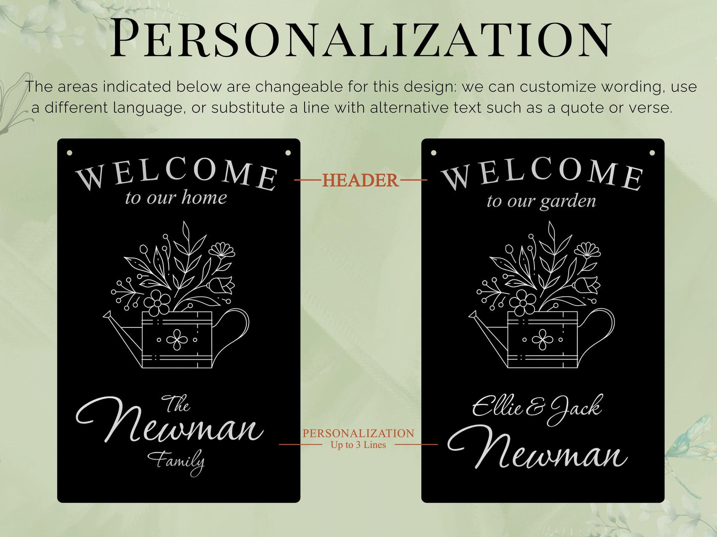 Watering Can Custom Garden Sign – Engraved Metal Alternative to Flags & Yard Decor