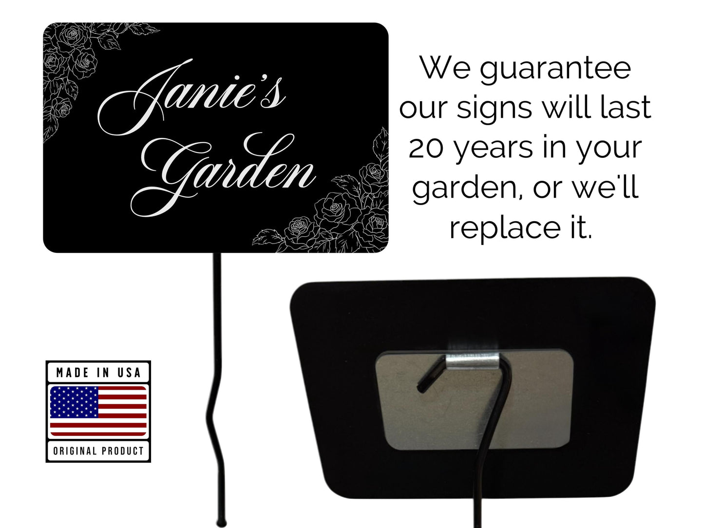 Personalized Floral Engraved Garden Sign- Weatherproof Aluminum Garden Sign