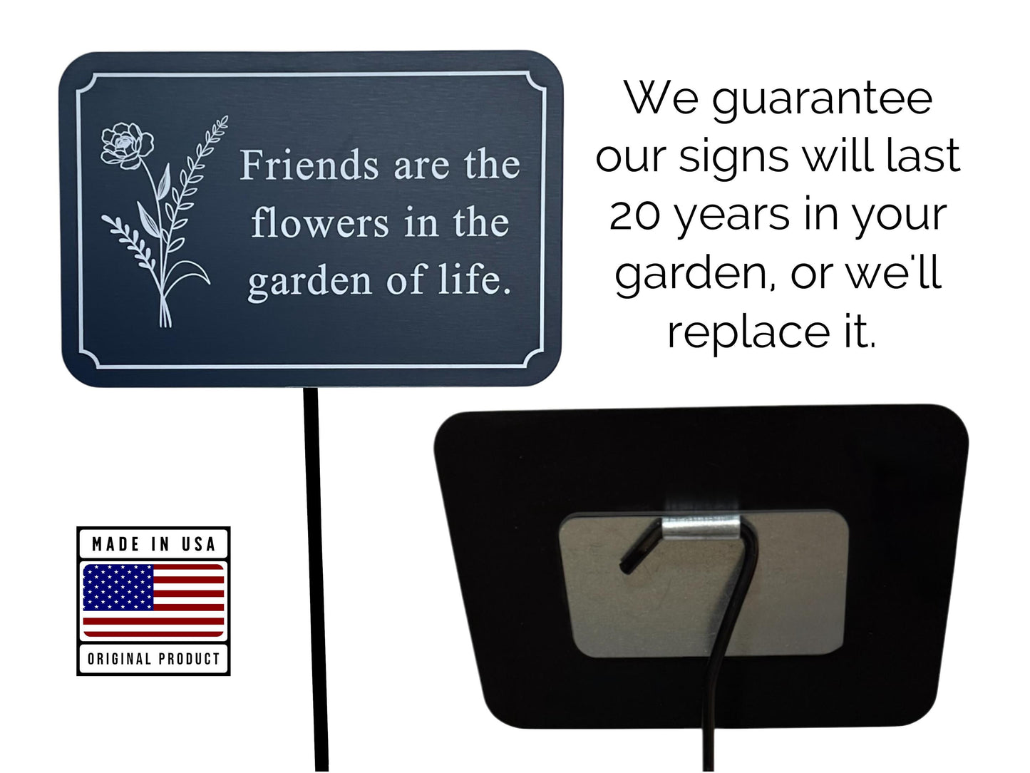 Friends Are the Flowers Engraved Garden Sign-Aluminum All Weather Yard Sign