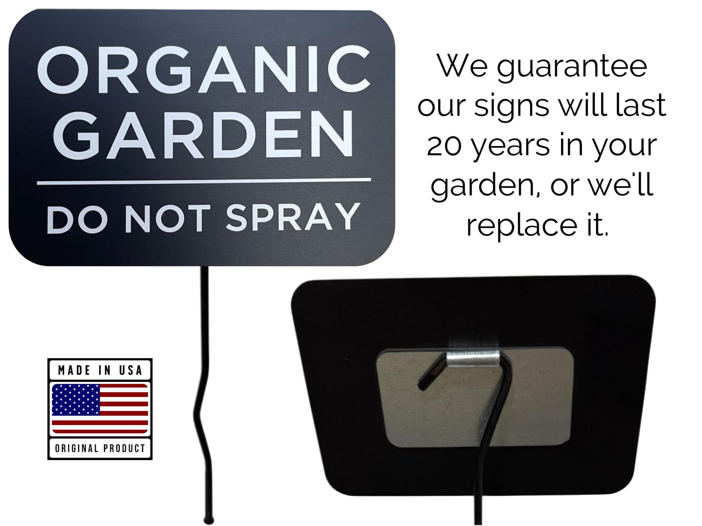 Organic Garden-Do Not Spray Landscape Sign- Durable Weatherproof Garden Signs