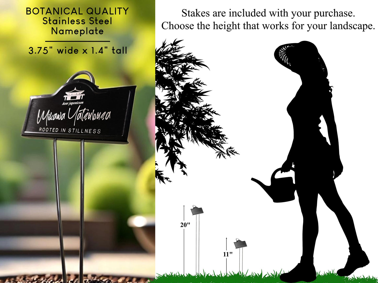 Personalized Tree Laser Engraved Black Tree Marker Stake Garden Accessory