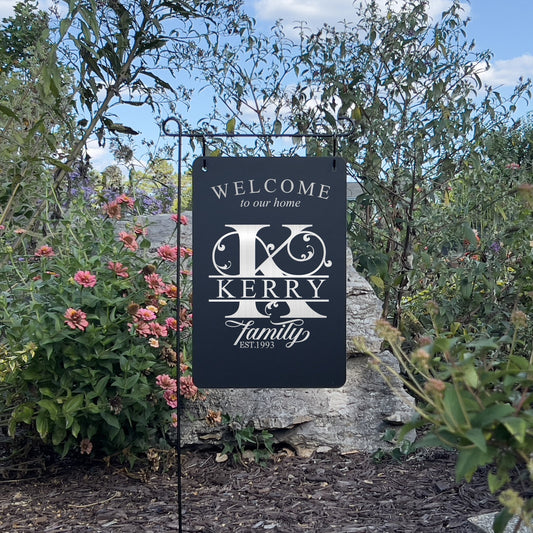 Personalized Monogram Metal Garden Sign – Outdoor-Ready Alternative to Yard Flags
