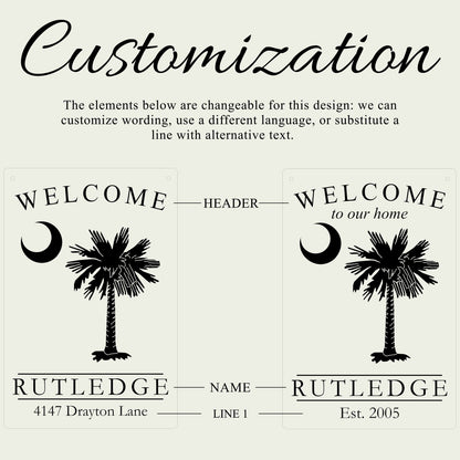 Palmetto Garden Flag - Personalized and Custom, Mini-Flag for Entry, Engraved House Sign, Fabric Yard Flag Replacement, Name, Address Sign
