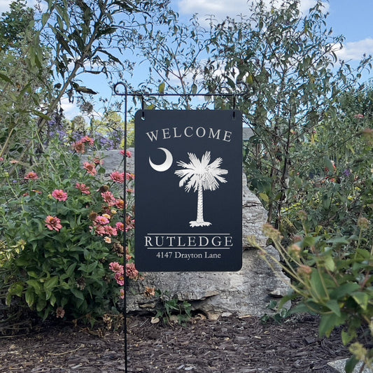 Palmetto Custom Garden Sign – Engraved Metal Alternative to Flags & Yard Decor