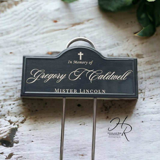 Memorial Plant Marker, Laser Engraved Metal Tag, Custom Remembrance Accessory, Memorial Plant Label, Rose Memorial for Bereaved, 11" or 20"