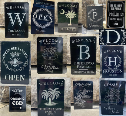 Custom Monogrammed Garden Sign – Engraved Metal Alternative to Flags & Yard Decor