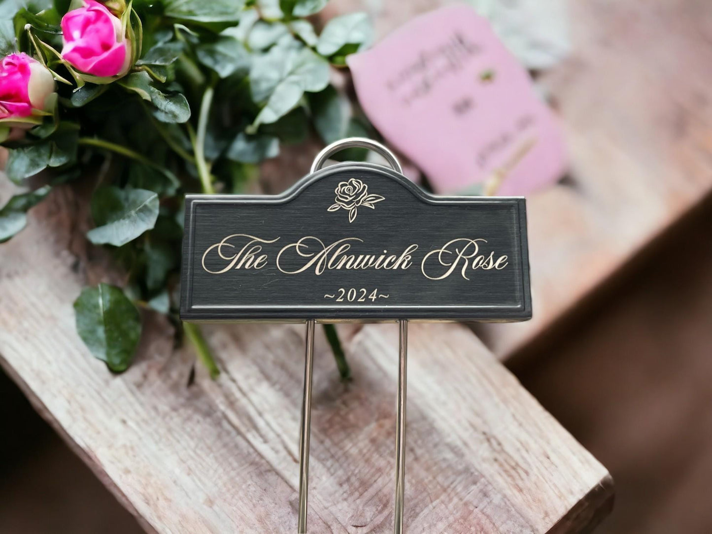 Decorative Arched Marker, Rose Design