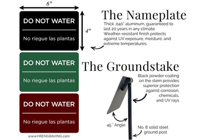 “DO NOT WATER” - Bilingual Outdoor Sign with Aluminum Plate & Steel Ground Stake | HOA-Friendly