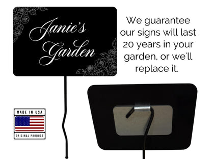 Personalized Floral Engraved Garden Sign- Weatherproof Aluminum Garden Sign