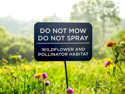 Do Not Spray or Mow Garden Sign — Large 6"x4" Aluminum Yard Stake for Pollinator Habitats, Wildflowers & Landscapes