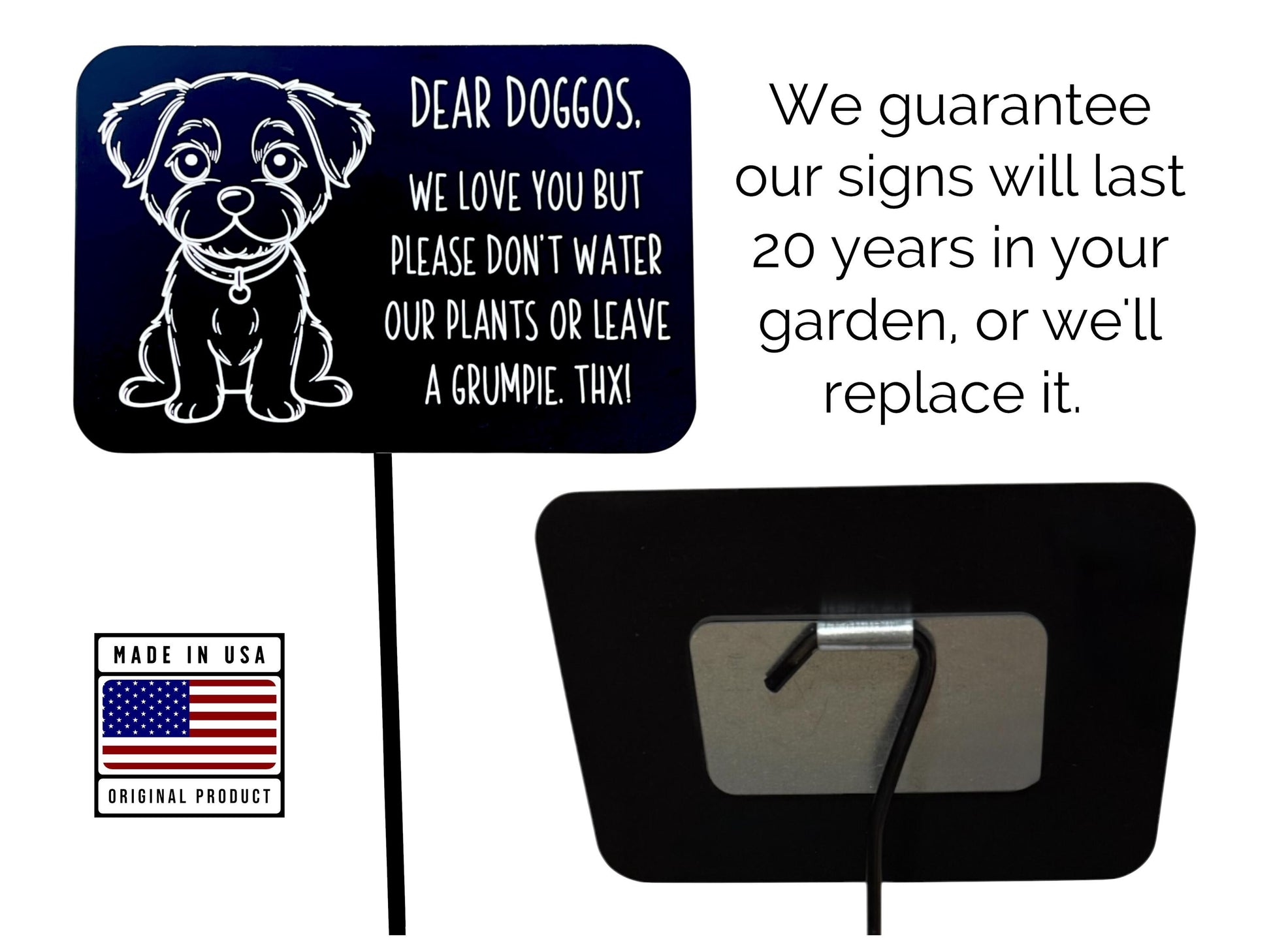 Keep Dogs Off Lawn – Aluminum Garden Stake – lifestyle setting – garden and yard display