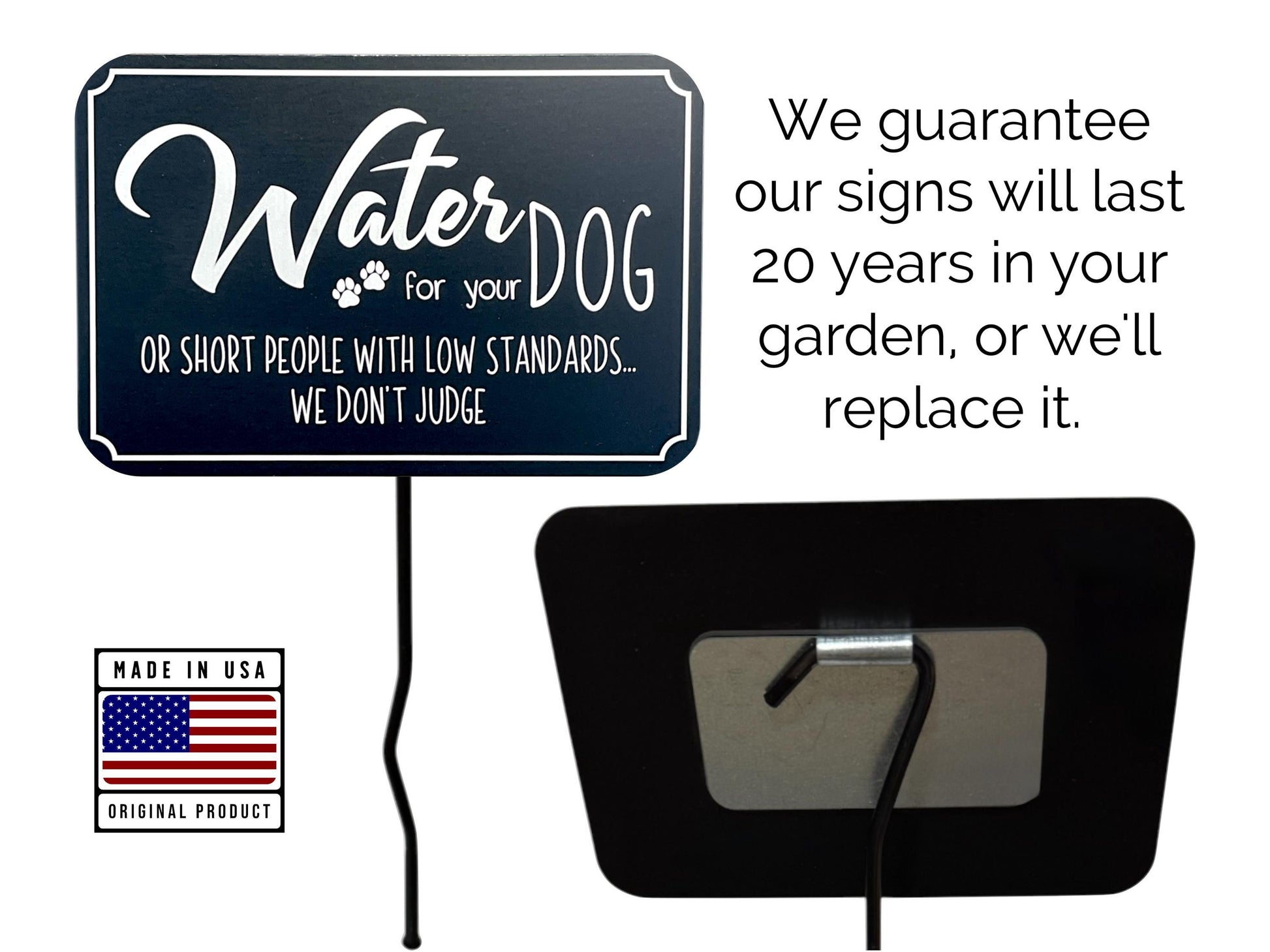 Funny Dog Water Bowl Garden Sign – lifestyle setting – garden and yard display