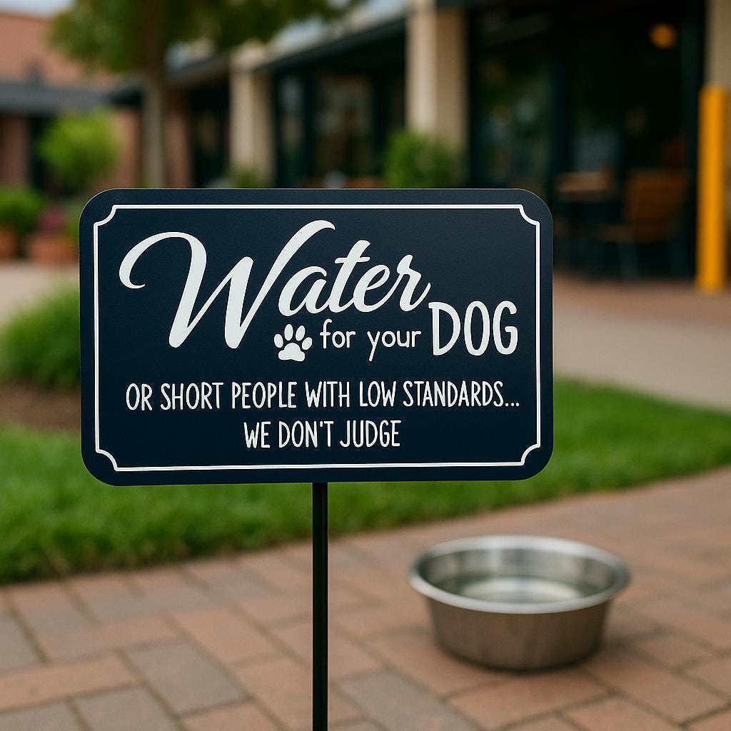 Funny Dog Water Bowl Garden Sign – alternate product view